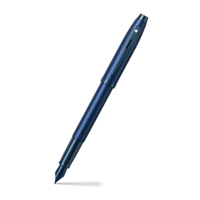 Sheaffer® 100 Satin Blue Fountain Pen With PVD Blue Trim